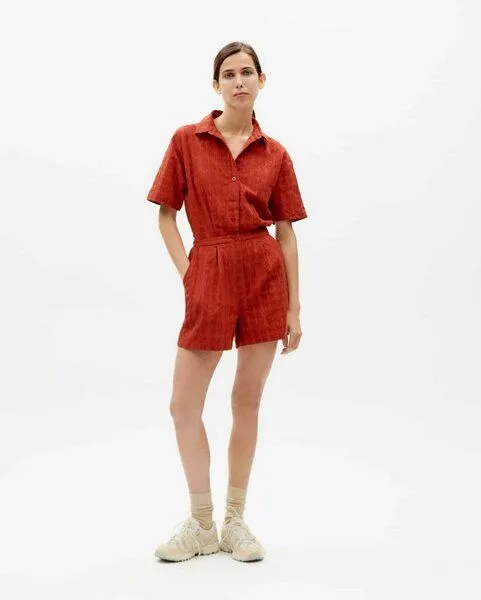 thinking mu thinking mu Jumpsuit - Agata - aus Biobaumwolle, Orange (cuadrito orange), – Produktbild 1 von 4