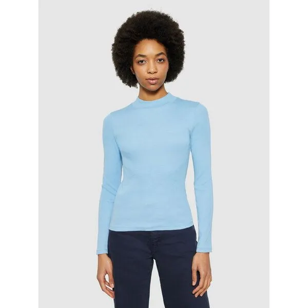 KnowledgeCotton Apparel KnowledgeCotton Apparel Langarmshirt - Rib high neck long sleeved - aus Bio-Baumwolle, Blau (glacier-lake), – Produktbild 1 von 3