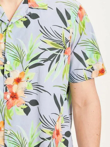 KnowledgeCotton Apparel KnowledgeCotton Apparel KCA Hemd wave cuban collar, Asley blue, – Produktbild 4 von 4