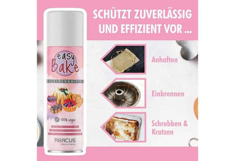 ABACUS Backform Backtrennspray, Pflanzliches Backtrennmittel vegan, (Geschmacksneutral 1-tlg), Keine zusätzlichen Kalorien durch Butter oder Margarine – Produktbild 4 von 5
