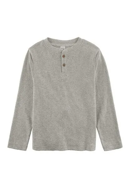 hessnatur hessnatur Henley Rib-Shirt Relaxed aus Bio-Baumwolle, Hellgrau, – Produktbild 2 von 2