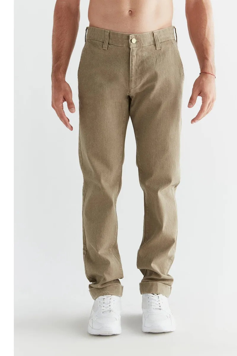 Evermind Evermind Herren vegan Denim Chinos Tonal Wash Karibik Grün, Olivgrün, – Produktbild 2 von 2
