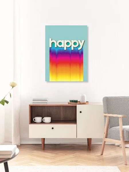 Photocircle Photocircle Poster / Leinwandbild - HAPPY - retro rainbow typography – Produktbild 3 von 4