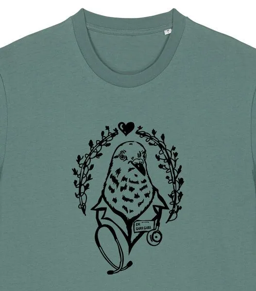 päfjes päfjes Taube Dr. Gurr Gurr - Fair Wear Unisex Bio Vegan T-Shirt, Grün (green bay), – Produktbild 3 von 4