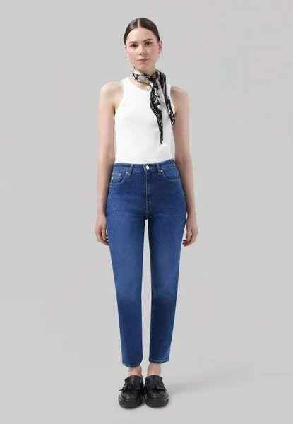 MUD Jeans MUD Jeans Mams Stretch Tapered Jeans aus Baumwolle / Tencel, Blau (stone indigo), – Produktbild 2 von 3