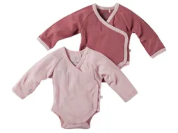 HANS NATUR Baby Wickelbody Langarm Bio-Baumwolle 2er Set rosa-beere Gr. 62/68 – Produktbild 1 von 1