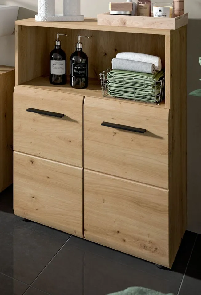 Inn.Furn Kommode Cover (Badschrank in Eiche Artisan, 2-türig, 60 x 80 cm), mit viel Stauraum, Beige, – Produktbild 2 von 5