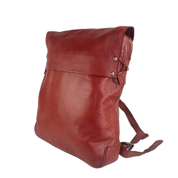 manbefair manbefair Damen Rucksack Miss Lola aus Leder und Bio-Baumwolle, Rot, – Produktbild 4 von 4