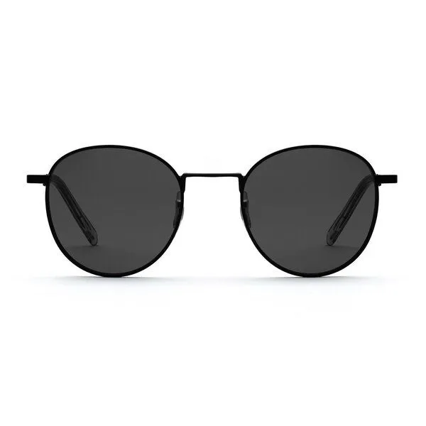 TAKE A SHOT TAKE A SHOT Runde Schmale Edelstahl Sonnenbrille für Damen und Herren - ARIN Kollektion, Schwarz (schwarz / grau), – Produktbild 1 von 4