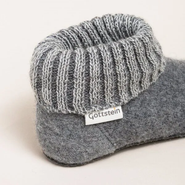 Gottstein Gottstein Kinder-Hüttenschuh Alpine Boot FE - Kinderhausschuh für Mädchen & Jungen aus 100% Schurwolle, Grau, – Produktbild 6 von 6
