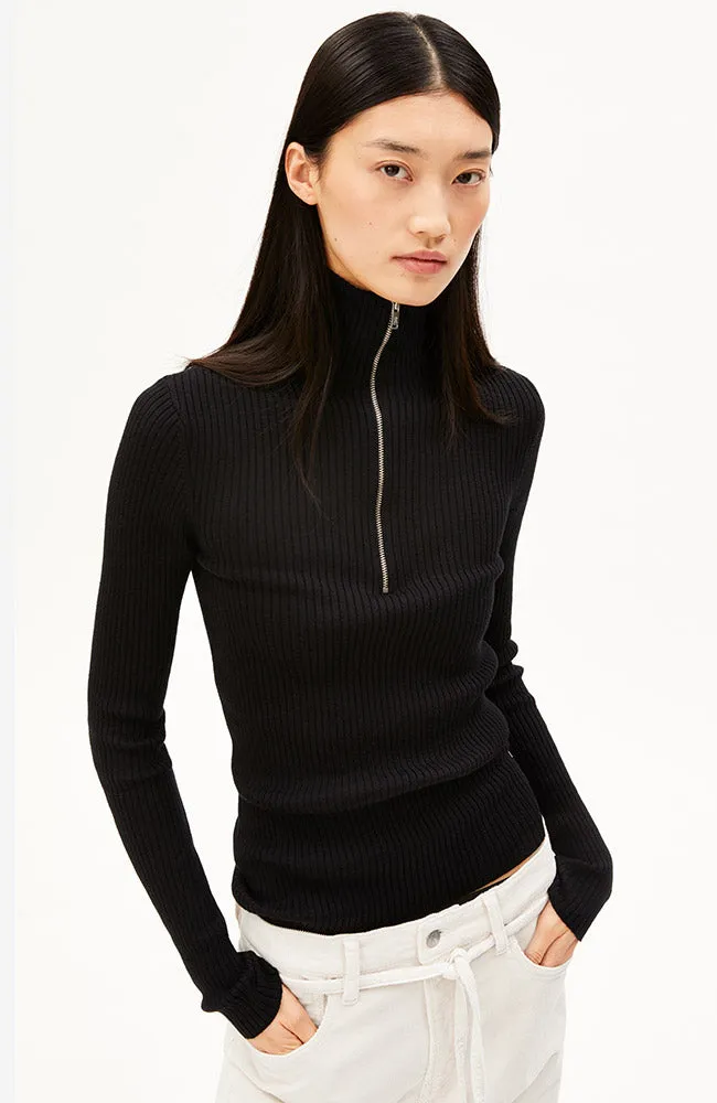 ARMEDANGELS ARMEDANGELS Damen vegan Top Von Troyer Rollkragenpullover Schwarz, Schwarz, – Produktbild 2 von 2