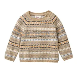 People Wear Organic People Wear Organic Strick Pullover, Jacquard beige, Bio-Baumwolle – Produktbild 1 von 1