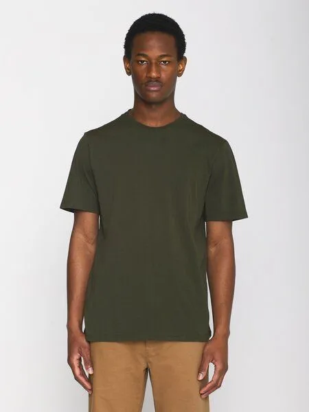 KnowledgeCotton Apparel KnowledgeCotton Apparel Basic T-Shirt O-Neck aus Bio-Baumwolle, Grün (forrest night), – Produktbild 1 von 4