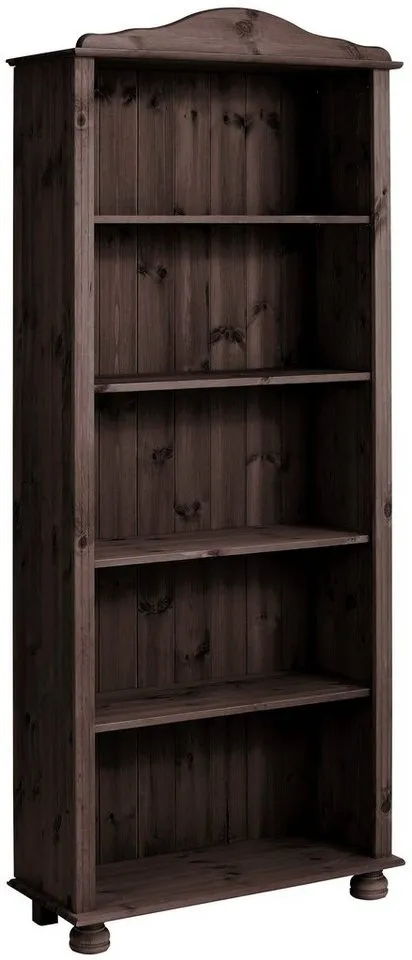 OTTO home Regal Mette Bücherregal mit 5 offenen Fächern, aus massivem Kiefernholz, in unterschiedlichen Größen und Farben, Beige|braun, – Produktbild 2 von 5