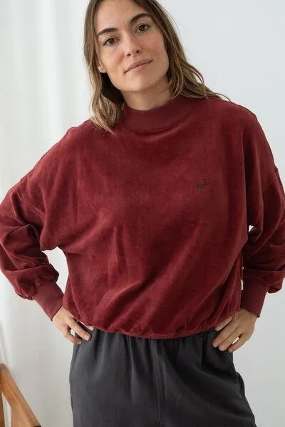 TWOTHIRDS TWOTHIRDS Samt-Sweatshirt Binz, Wine, – Produktbild 2 von 3