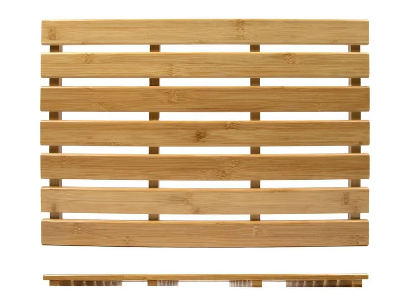 Spetebo Duschmatte Bambus Badematte aus FSC Echtholz - 53 x 35 cm, Höhe 2.50 mm, Echtholz, rutschfest, Bambus Holz, rechteckig, Duschmatte, rutschfester Vorleger für Bad Sauna Pool, Braun, – Produktbild 1 von 3