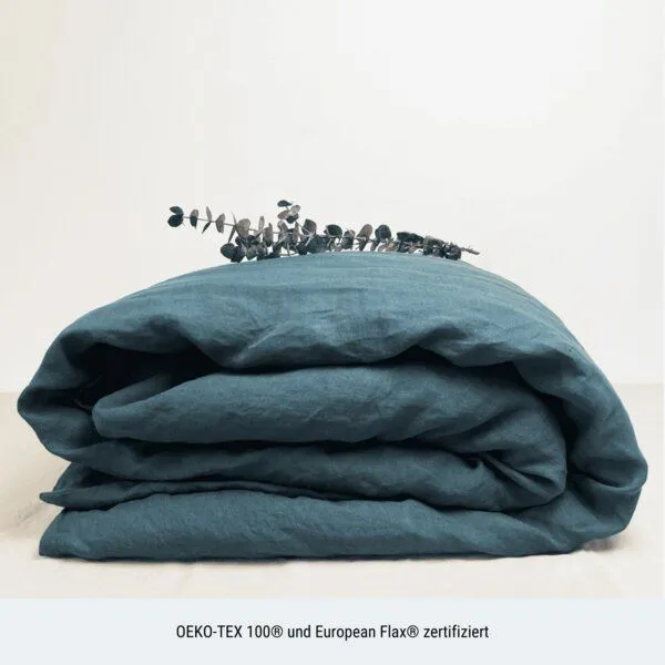 nordery nordery Bettwäsche-Set | 100% europäisches Leinen | Stonewashed, Graublau (blau), – Produktbild 4 von 4