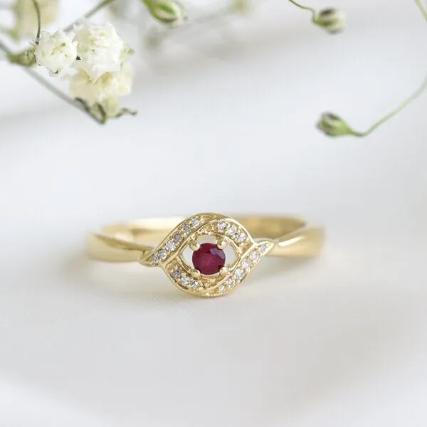 Eppi Eppi Verlobungsring mit Rubin und Diamanten Nurisa, Rosa, – Produktbild 1 von 4