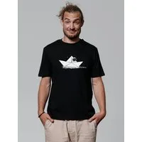 watapparel watapparel T-Shirt Astronaut in paper boat, Black, – Produktbild 1 von 1