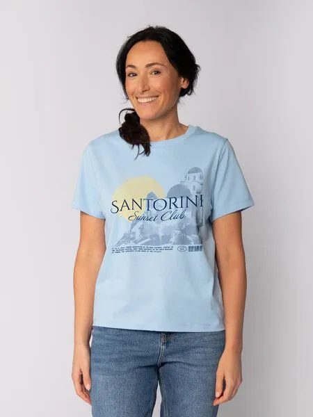watapparel watapparel T-Shirt Frauen Santorini Sunset Club, Blue soul, – Produktbild 2 von 2