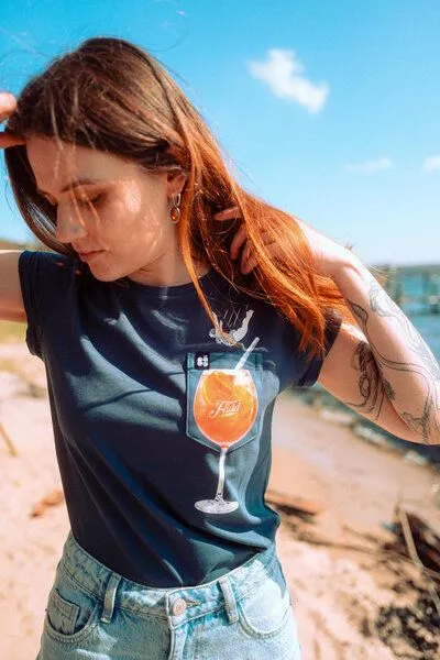 FÄDD FÄDD Damen T-Shirt Rundhals aus Bio-Baumwolle "SPRITZ BT", Jeansblau (blau), – Produktbild 2 von 4