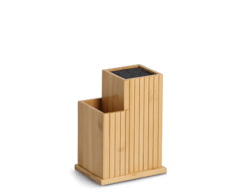 Zeller Present Messerblock Messerblock (1tlg), mit Utensilienhalter, Bambus/Kunststoff - ca. 17,2x12,5x23,3 cm, Beige, – Produktbild 2 von 5