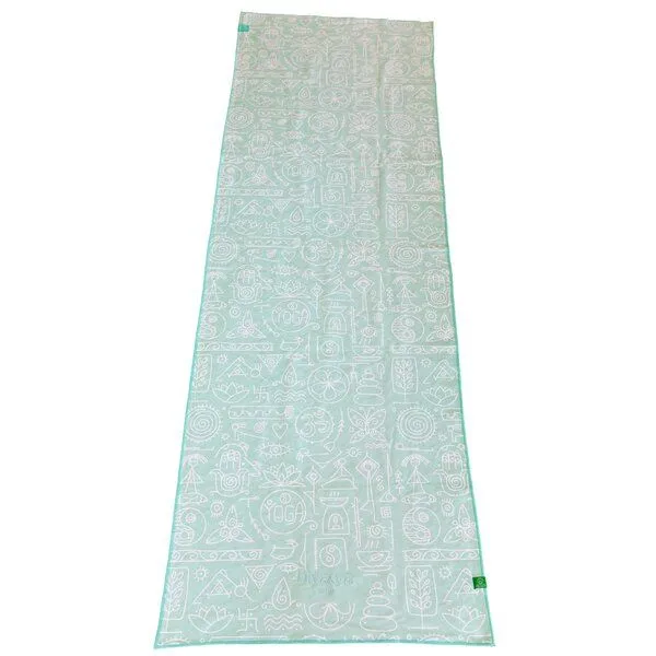 Divasya Divasya Rutschfestes Yoga Handtuch im 2er-Set | Mattenauflage & Gesichtshandtuch, Mint, – Produktbild 3 von 4