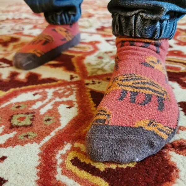 Fräulein Prusselise Fräulein Prusselise Dicke Wildschwein Frottee Socken rostrot, bunt gemustert – Produktbild 3 von 3