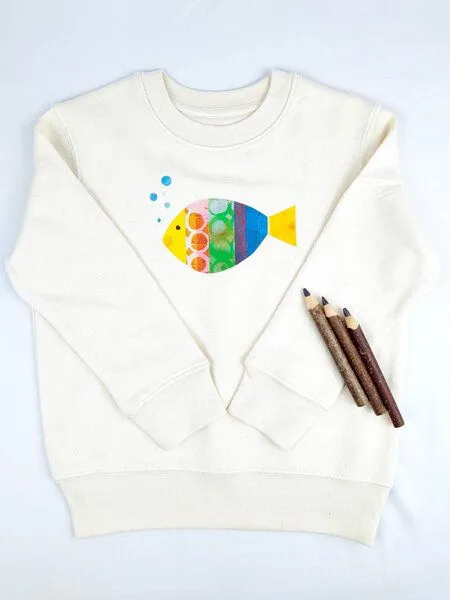 MelaDi Meladi Kinder Sweater aus Biobaumwolle - Fisch auf Natural Raw, Natural white, – Produktbild 1 von 6