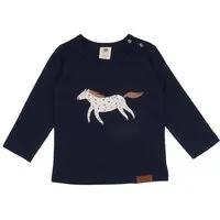 Walkiddy Baby Langarmshirt GOTS-zertifiziert aus Bio-Baumwolle, dunkelblau mit Pferdemotiv – Walkiddy, weich, hautfreundlich & alltagstauglich – Produktbild 1 von 1
