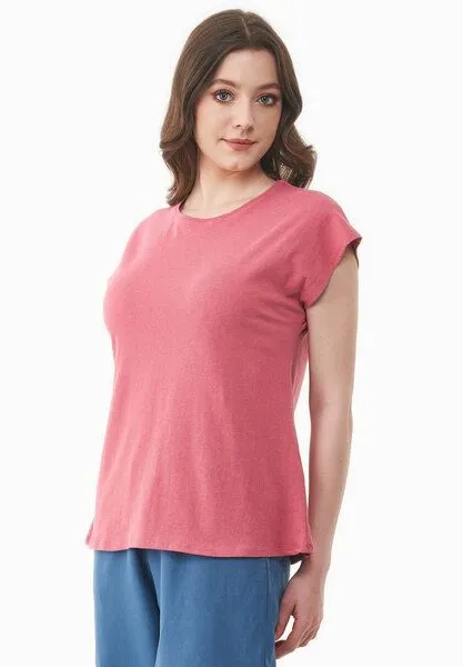 ORGANICATION ORGANICATION T-Shirt aus Bio-Baumwolle und Leinen, Rosa(desert rose), – Produktbild 4 von 4