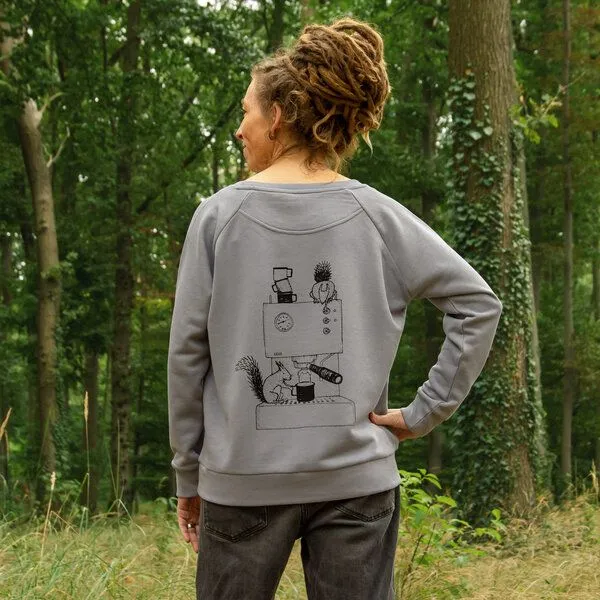 Cmig Cmig Kaffee Pullover Damen mit Eichhörnchen, Grau, – Produktbild 3 von 4