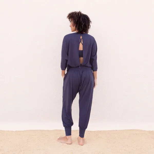 Jaya Jaya MEGAN - Hose im Sarouel-Stil, Taschen, tiefer Schnitt, weich fließender Stoff aus Tencel/Biobaumwolle, Nightblue/blau, – Produktbild 2 von 2