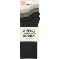 MELA MELA Gerippte Socken 4 Paare aus 100% Bio-Baumwolle, Mix blue earth, – Produktbild 3 von 5