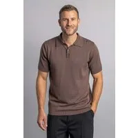 DIRTS DIRTS Herren vegan Strick-Poloshirt Kastanienbraun – Produktbild 1 von 1