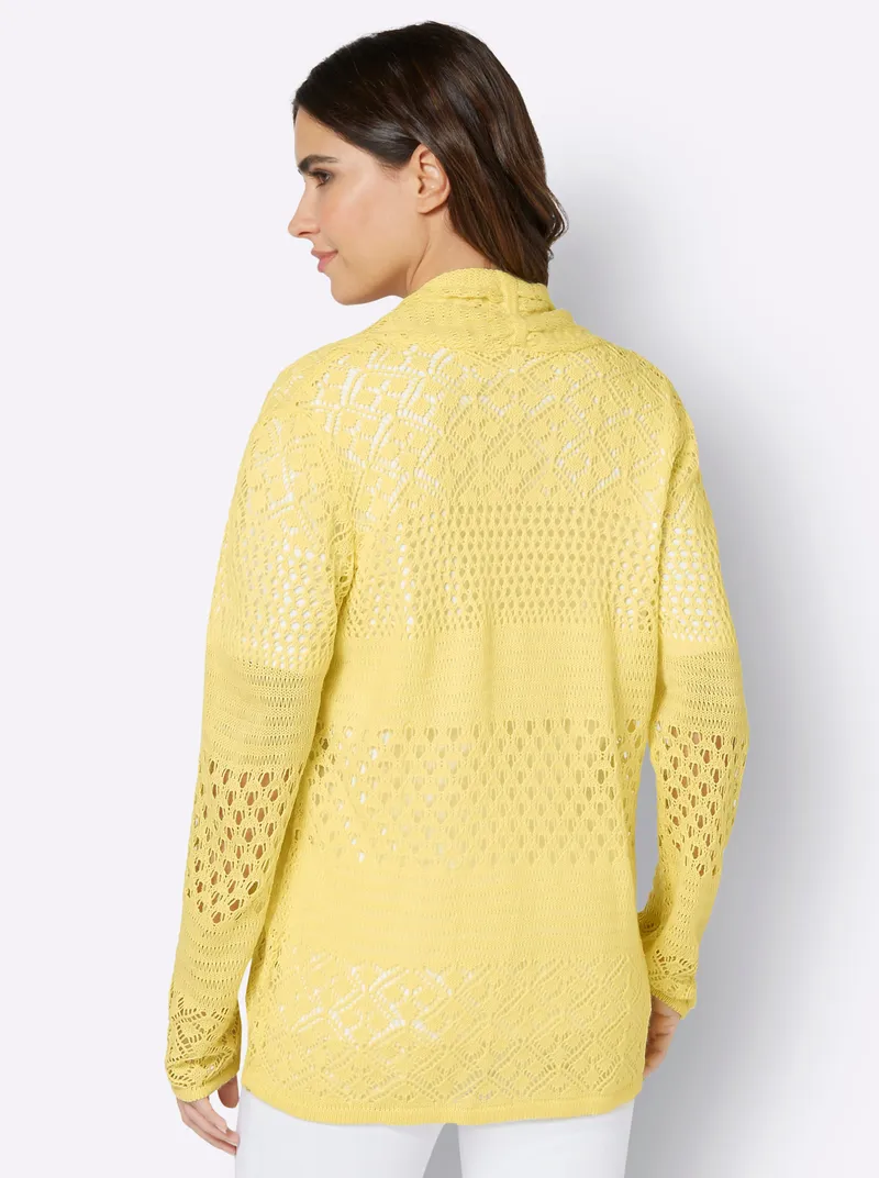 Witt Ajourstrickjacke, Zitrone, – Produktbild 2 von 2