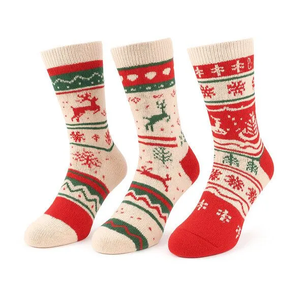 Bruno Barella Bruno Barella Alpaka Thermo-Socken 3er-Pack aus 80% Alpakawolle mit winterlichen Rentier-Motiven – Produktbild 1 von 3
