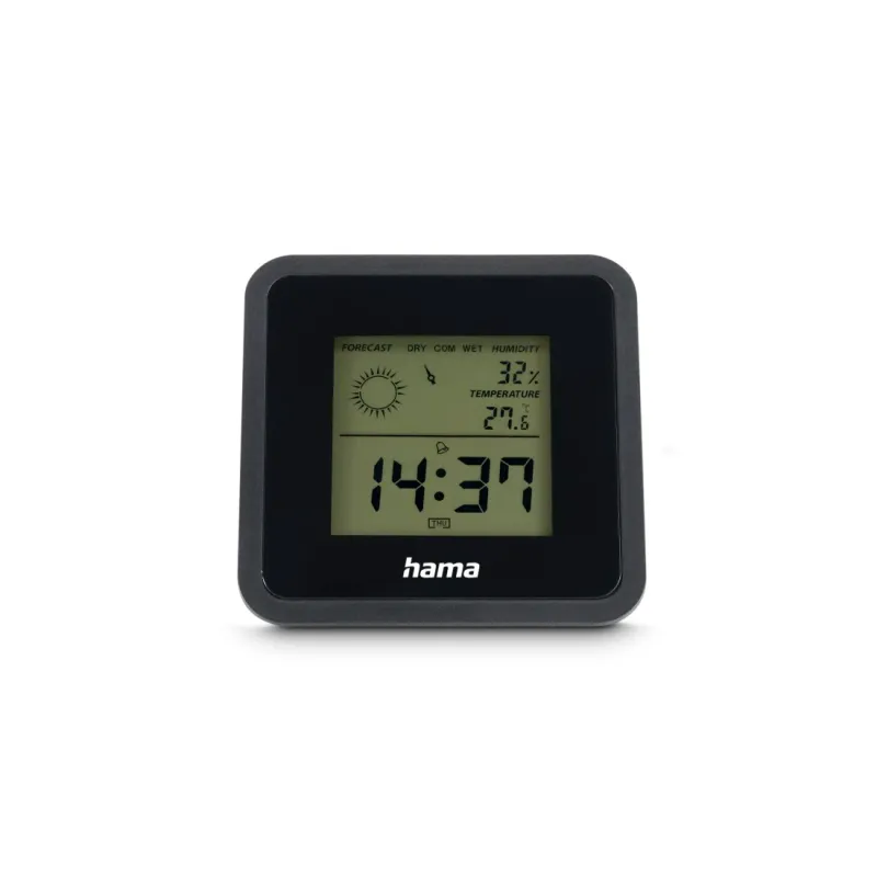 Hama Hama Thermometer und Hygrometer "Borneo", digital, für innen, Schwarz – Produktbild 1 von 6