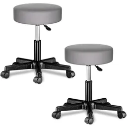 Casaria® Rollhocker Kunstleder 2er-Set Grau 360° drehbar – Produktbild 1 von 1