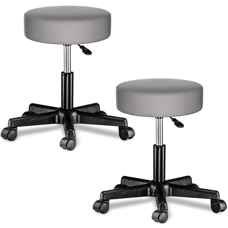 Casaria® Rollhocker Kunstleder 2er-Set Grau 360° drehbar, Grau, – Produktbild 1 von 2