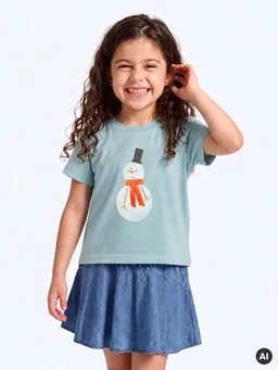 MelaDi MELAdi Kinder Shirt aus Biobaumwolle - Schneemann  auf Türkis – Produktbild 1 von 1