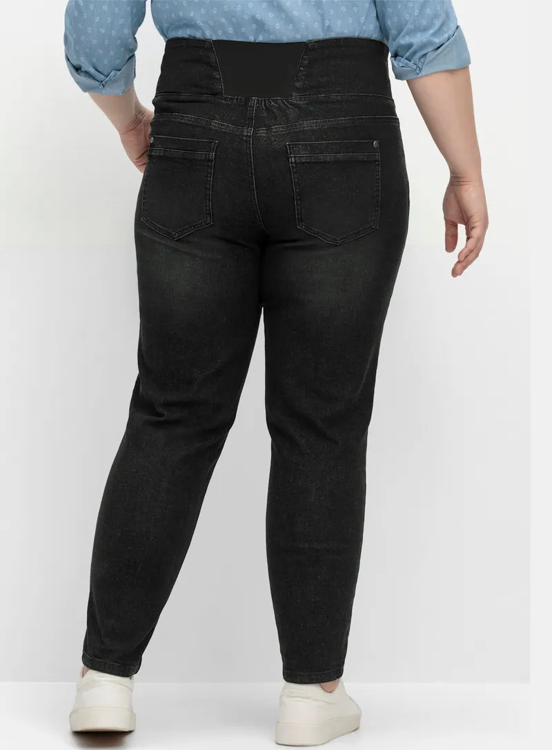 sheego High-waist-Jeans black denim, Black denim, – Produktbild 1 von 2