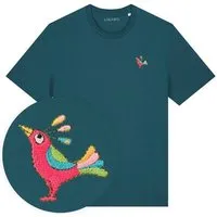 LIGARTI Besticktes T-Shirt – Patrischa der Paradiesvogel – LIGARTI Tiermanufaktur, Petrol, – Produktbild 1 von 1