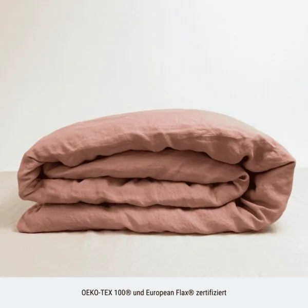 nordery nordery Bettwäsche-Set | 100% europäisches Leinen | Stonewashed, Puderrosa (rose), – Produktbild 4 von 4