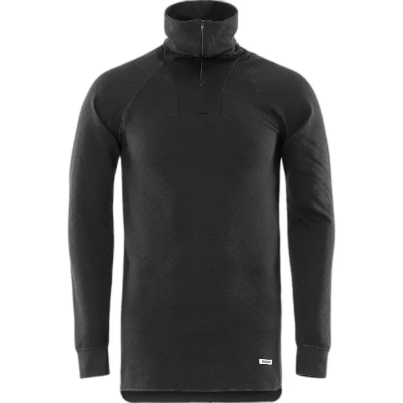 Fristads Langarm-T-Shirt mit kurzer Reißverschlussöffnung Fristads 742 PC, Noir, – Produktbild 1 von 1