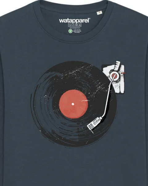 watapparel watapparel Sweatshirt Unisex Schallplatte, India ink grey, – Produktbild 3 von 3