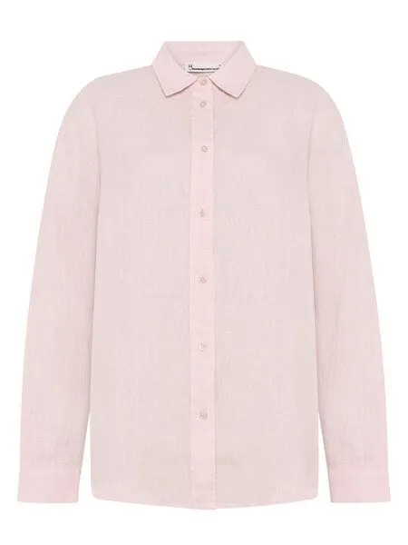 KnowledgeCotton Apparel KnowledgeCotton Apparel Lockeres Leinenhemd mit langen Ärmeln - Bio-Leinen GOTS/Vegan, Rosa (pale-lilac), – Produktbild 3 von 4
