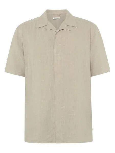 KnowledgeCotton Apparel KnowledgeCotton Apparel Lockeres Kurzarmhemd MOSS aus Ecovero und Bio-Leinen, Beige-light-feather-gray, – Produktbild 1 von 4