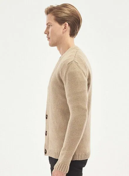 ORGANICATION ORGANICATION Cardigan aus Bio-Merinowolle und Bio-Baumwolle mit Knopfleiste, Beige, – Produktbild 3 von 4