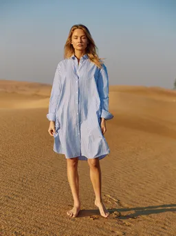WOTE WOTE Damen vegan Hemdkleid Gestreift Himmelblau – Produktbild 1 von 1